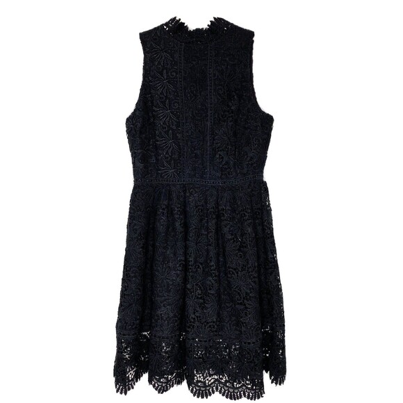 J.O.A. LA Black Lace Dress  Women's Size S  Open Back Shift Halter Neck - Picture 12 of 14